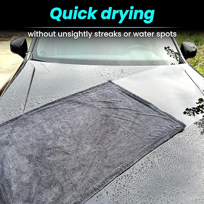 2 Pack 1300 GSM Car Drying Towel,Double-Sided Microfiber Towels for Cars(36" x 24"),Extra Large Ultra Absorbent,Without Residual Lint,Scratches or Water Spots