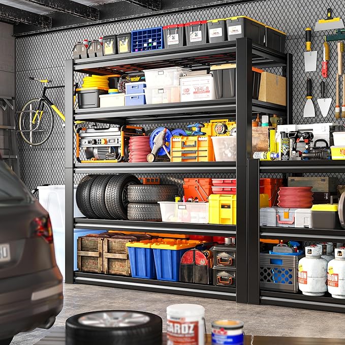 REIBII Garage Shelving 3000LBS, Heavy Duty Storage Shelves, Adjustable Industrial Metal Shelving Unit for Garage, Basement, Pantry, Warehouse,Commercial, 36" W x 16" D x 72" H, 2 Pack