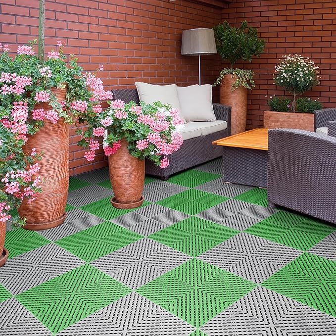Interlocking Garage Floor Tiles - 0.79in,Vented, Self-Draining, Non-Slip Flooring, Modular, Virgin Polypropylene, Ideal for Garages, Patios, Basements, Decks -51.6 sq ft (RED, 30PCS)