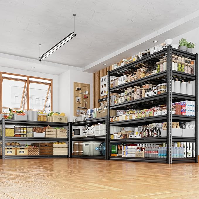 REIBII 3600LBS Garage Shelving 48" W Storage Shelves 6 Tier Garage Shelving Heavy Duty, Adjustable Metal Shelves for Warehouse, Basement, Pantry, 48" W x 24" D x 78" H