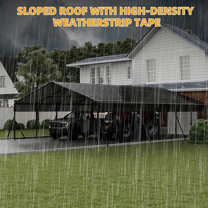 20x30FT Metal Carport Kits with Galvanized Steel Roof, Heavy Duty Metal Roof Carport with Enhanced Base, TallMetal Carports Kits Garage for Tractors, Pickup, Boat, Car