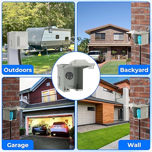 50 Amp RV Power Outlet Box, NEMA 14-50R 125/250 Volt RV Outdoor Electrical Receptacle Panel, Weatherproof, for RV Camper Trailer Motorhome Electric Car Generator