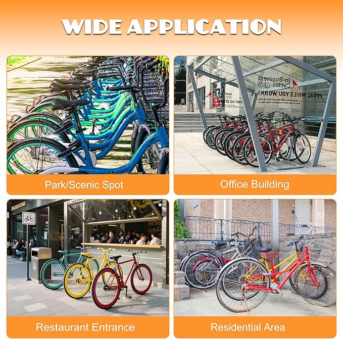 10-Bike Floor Bike Rack, 60” Dual-Sided Freestanding Steel Bike Stand for Garage, Schools & Events, Heavy-Duty Powder-Coated Storage Organizer, Easy Assembly