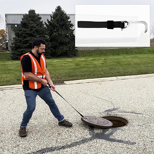 T&T Tools Lid Sling Hook (Long Hook 2 Inch Style) - Lift Manhole Covers & Storm Drain Cover, Versatile Lifting Hooks, Rigid Steel Tool Hook for Moving