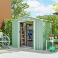 Outsunny 7' x 4' Outdoor Storage Shed, Garden Tool Metal Shed with Foundation Kit, Double Lockable Door, Air Vents and Sloping Roof, for Backyard, Patio, Lawn, Light Green