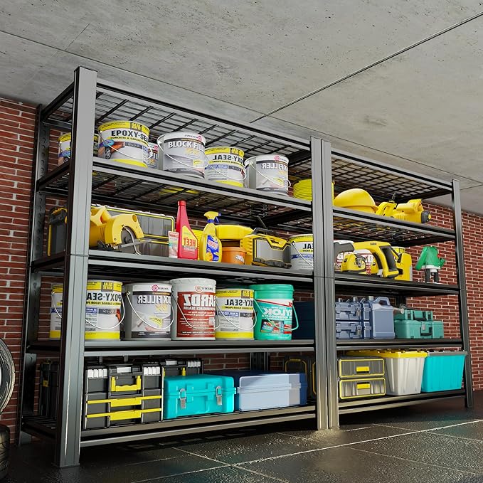 Garage Shelving, Heavy Duty 5-Tier Wire Shelving Unit, 72" H x 48" W x 24" D, 2500 lbs Load Capacity Storage Shelves, Adjustable Metal Shelves for Garage, Kitchen, and Pantry Storage