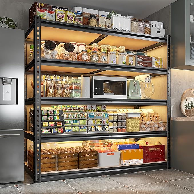 REIBII 2500LBS Garage Shelving Heavy Duty 72''H Storage Shelves 40" W Heavy Duty 5 Tier Metal Shelves Adjustable Pantry Shelf for Closet Pantry Basement Kitchen Warehouse 72" H x 40" W x 20" D, 2 Pack