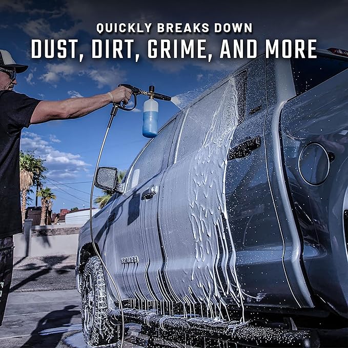Slick Products Wash & Wax Extra Thick Foaming Cleaning Solution Motorcycle, Truck, Trailer, Boat, Car Wash Soap - Works With Foam Cannon, Foam Gun, Sprayers, Buckets, 32 oz., Tropical Scent