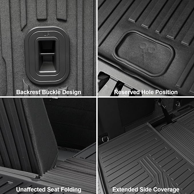 Floor Mats for 2025 2020-2024 Ford Explorer (6-seat), All Weather TPE Floor Mat Cargo Mat with Backrest Mats for Ford Explorer ST Car Accessories