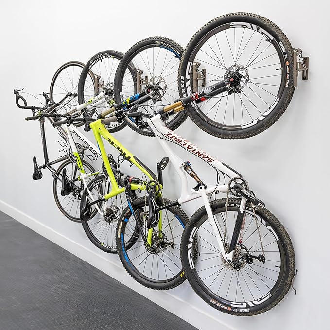 StoreYourBoard Bike Swivel Rack – Wall Mounted Garage Bike Storage, Vertical Hanger with 120° Swing Design & Stopper, Space-Saving Indoor Wall Mount – Fits Kids Bikes, BMX & More