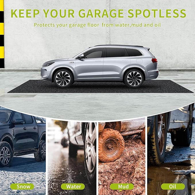 Oil Spill Mat - 72" x 60" Absorbent Oil Garage Floor Mat for Under Car - Protect Driveway from Drips, Spills, Stains, Reusable & Durable Garage Floor Protection Mat with Waterproof Backing