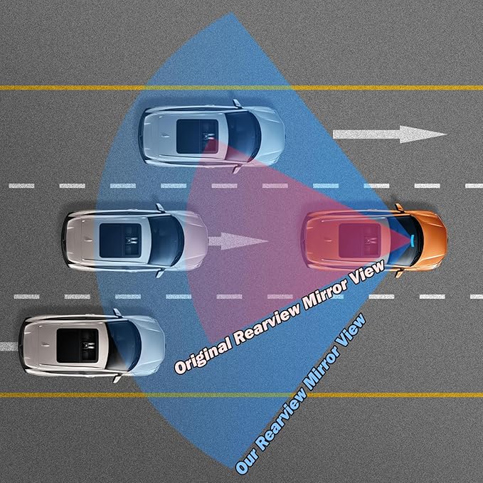 JOYTUTUS Rearview Mirror, 2 pack 12 Inch Panoramic Anti-Glare Clip-on Wide Angle Convex Rear View Mirror, Effectively to Reduce Blind Spot, Universal for More Car SUV Trucks -Blue