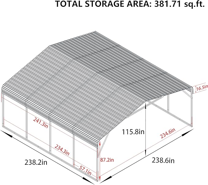 20x20 FT Heavy-Duty Carport with Metal Roof, Metal Car Port Canopy, Garage Car Shelter Shade for Outdoor, Car, Truck, Gray