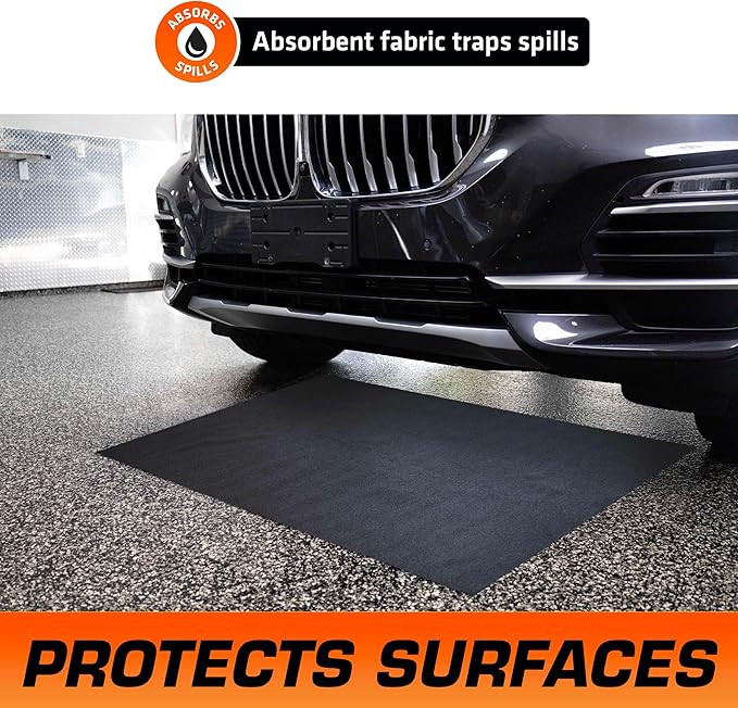 Armor All Premium Oil Spill Mat, Garage Floor Maintenance Mat (30" x 59"), Absorbent Oil Pad, Reusable, Washable, Durable, Waterproof Backing Contains Liquids, Protects Surface (USA Made)