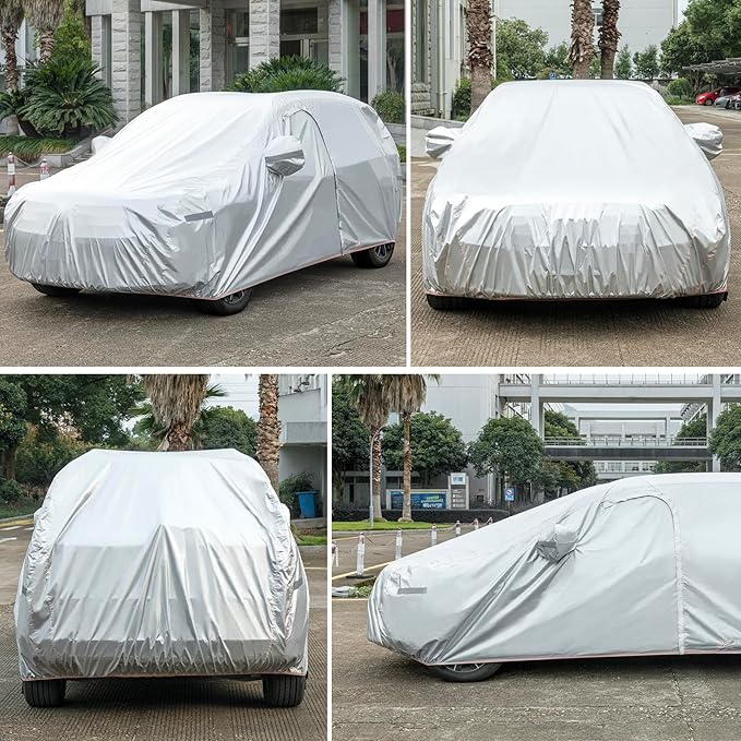 7-Layer SUV Car Cover Compatible with Jeep Grand Cherokee 2010-2024/BMW X5 2007-2024,Snowproof Outdoor Car Cover for Automobile All Weather with Door Zipper & Inner Cotton