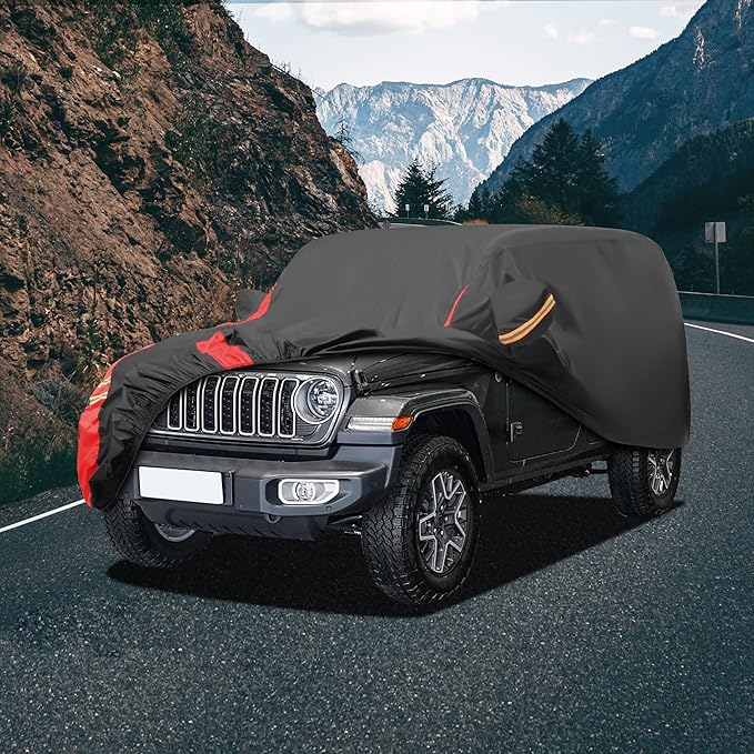 Car Cover Automobiles Waterproof All Weater Compatible with Jeep Wrangler Cover 2 Door, Outdoor Full Exterior for Covers Fits JK JL TJ YJ CJ