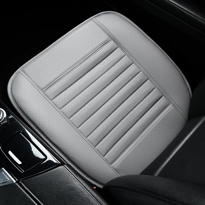 2pc Edge Wrapping Comfortable Car Front Seat Covers, Seat Protectors, Anti-Slip Bottom Seat Cushion Covers for Auto with PU Leather(Gray)