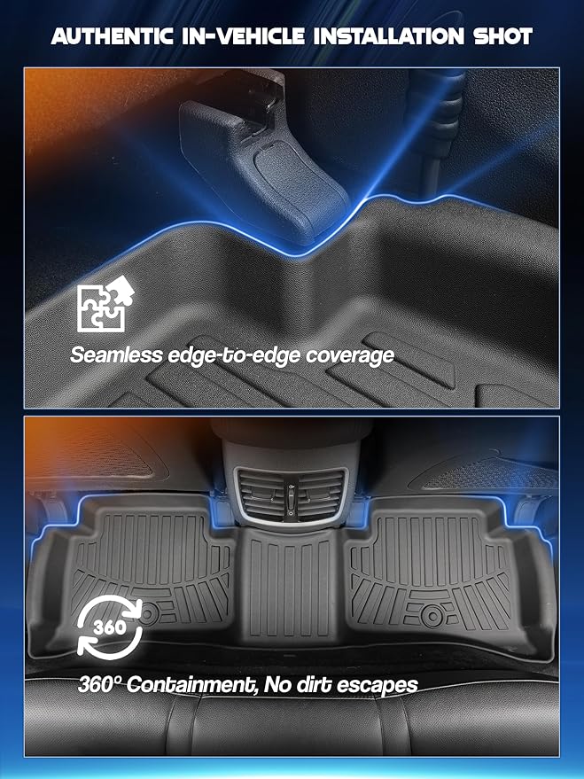 Car Floor Mats for 2016-2021 Hyundai Tucson丨2017-2022 Kia Sportage Accessories,TPE All Weather Protection Floor Mats,Custom Fit 1st&2nd Row Car Floor Liners Set,Heavy Duty Accessories,Black