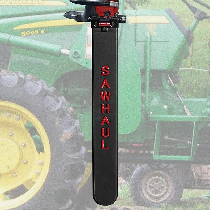 SawHaul Universal Tractor Chainsaw Holder - Made in Kansas USA - Fixed Mount Chainsaw Carrier (36" Red) Compatible w/All Brands