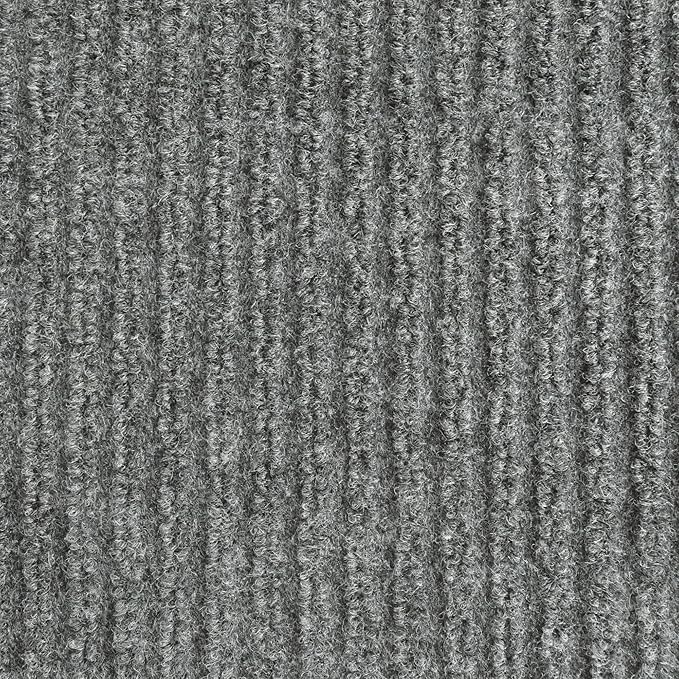 iCustomRug Spartan Weather Warrior Indoor/Outdoor Utility Ribbed Carpet Runner with Non-Slip Thermoplastic Rubber Backing, 3ft X 52ft in Grey