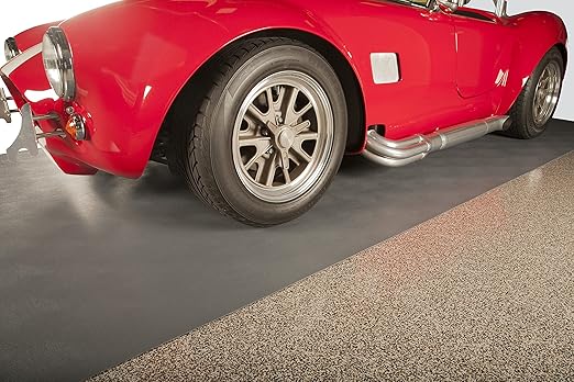G-Floor Seamless Sheet Vinyl Shed Flooring Cover with Bonded Fibrous Backing - Levant Pattern (8' x 16', Slate Grey)