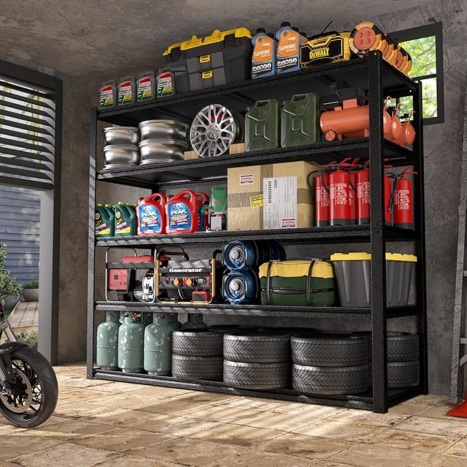 MUPATER 72" H x 48" W x 18" D Metal Storage Shelves, 5 Tier Shelves and Adjustable Shelves, Garage Shelving Unit, Standing Utility Shelf Racks for Garage Warehouse Kitchen