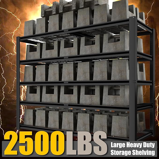 PrimeZone Heavy Duty Storage Shelves - 48" W X 18" D X 72" H Adjustable Garage Wire Shelving Unit, 5 Tier Industrial Metal Shelf Standing Utility Rack for Warehouse, Pantry, Basement, Black, 4 Pack