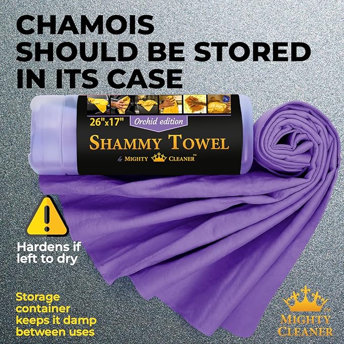 Premium Shammy Cloth for Car Drying - Super Absorbent Reusable Chamois Towel - Scratch-Free Car Drying Towel (26'x17')