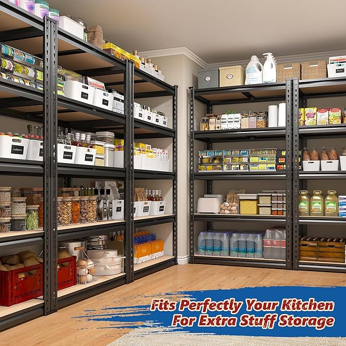 REIBII Storage Shelves 1600LBS Garage Shelving Heavy Duty Metal Shelving 5 Tier Garage Shelves Adjustable Metal Shelf for Kitchen Basement Pantry Warehouse 28.2" W x 11.8" D x 59.9" H