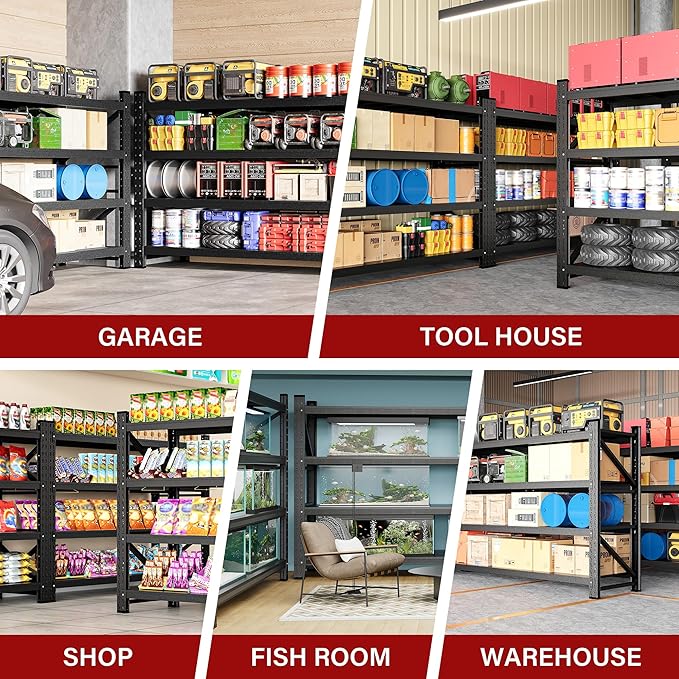 9000LBS Heavy Duty Garage Shelving Units,77" Wide & Deep Storage Shelves,Metal Garage Shelves,Large Storage Rack,Steel Shelf,Industrial Shelving for Shop,Warehouse,Basement,77" W x 24" D x 70" H