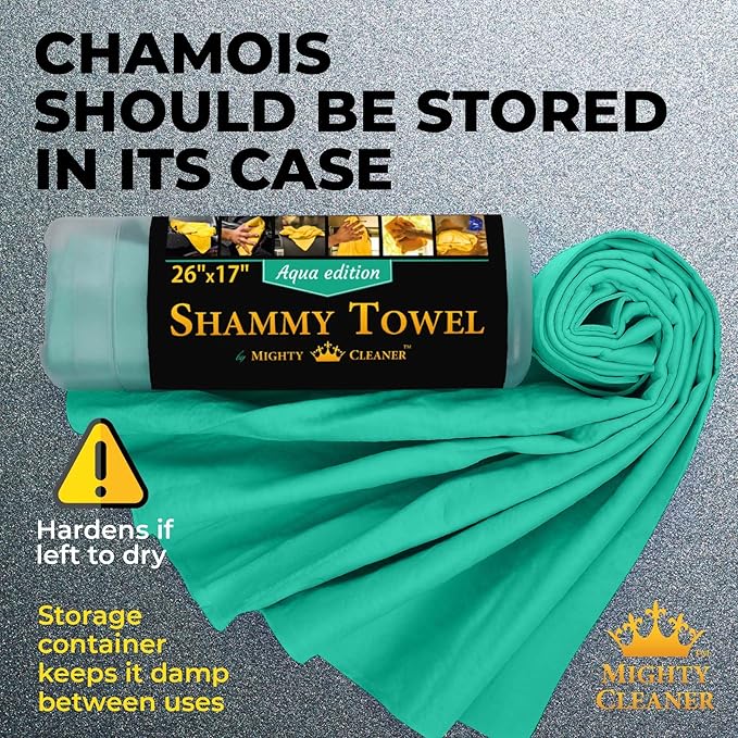 Premium Shammy Cloth for Car Drying - Super Absorbent Reusable Chamois Towel - Scratch-Free - 26'x17'