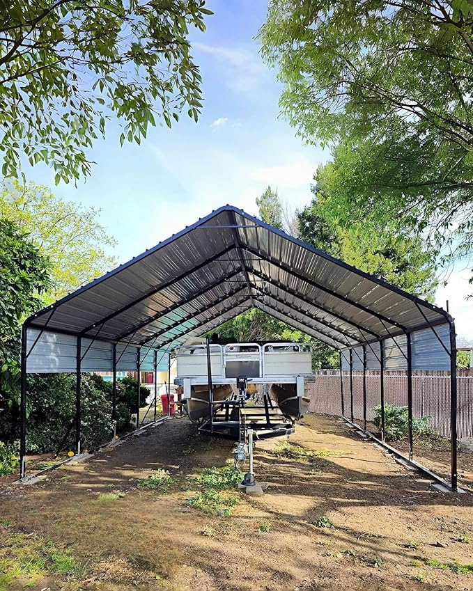 20'x25'x13' Metal Carport for 2 Cars, Heavy Duty Extra Tall Carport for Heavy Snow, Reinforced Frame, Permanent Shelter for Bass Boats, Full-Sized Pickup Trucks, and Tractors, N.W. 980 Lbs