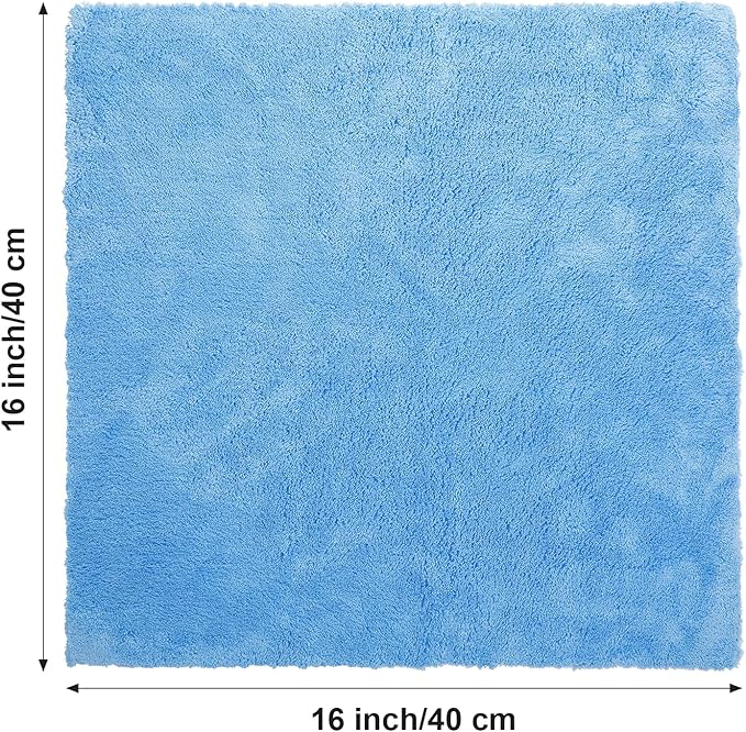 Shimeyao 30 Pcs Edgeless Microfiber Plush Towels for Cars Detailing Drying Wash Polishing Absorbent Cleaning Cloths, 500 GSM, 16 x 16 Inch(Light Blue)