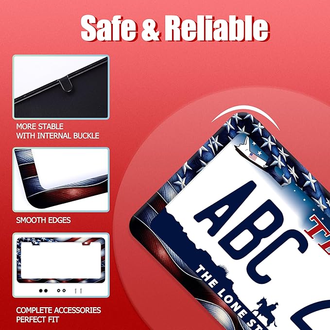 Vintage American Flag License Plate Frame Patriotic License Plate Holder Cars Decoration Funny Auto Accessories for Men Women 6x12 Inch