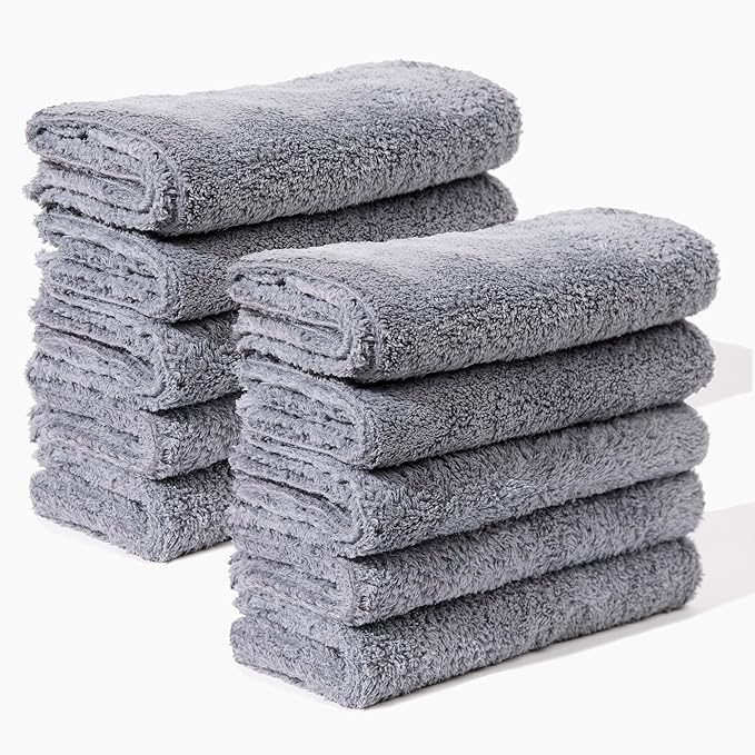 Microfiber Cleaning Cloth - The Gray Beast Towels, Streak-Free Cleaning Rags for Car Wash and Housekeeping, Ultra-Absorbent with Cut Edges to Avoid Scratches (Pack of 10, 16"x16")