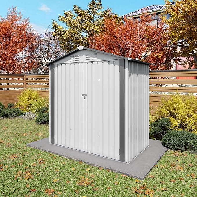 ARMSET 6x3.5 FT Metal Outdoor Storage Shed for Patio & Backyard - Waterproof Small Shed, Lockable Tool Shed with Clear Window, Galvanized Steel Garden Storage Cabinet for Tools and Bikes