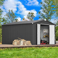 AECOJOY Shed 10' x 14' Storage Shed, Outdoor Storage Sheds & Outdoor Storage 10' x 14' with Lockable Doors, Large Steel Yard Shed, Utility and Tool Storage for Garden, Patio, Outside use in Dark Grey