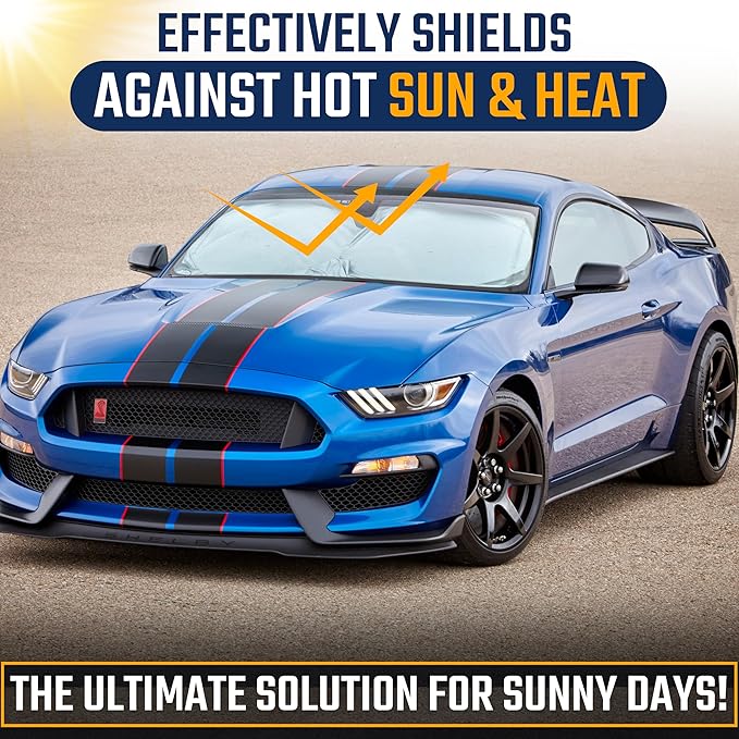 EcoNour Car Windshield Sunshade | Advanced Light-Blocking Protection | Foldable Sun Shade with Mirror Cut-Out Keeps Your Vehicle Cool | Fit for Cars, Trucks, and SUVs | Small (59 x 29 in)