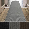 iCustomRug Spartan Weather Warrior Indoor/Outdoor Utility Ribbed Carpet Runner with Non-Slip Thermoplastic Rubber Backing, 3ft X 68ft in Grey