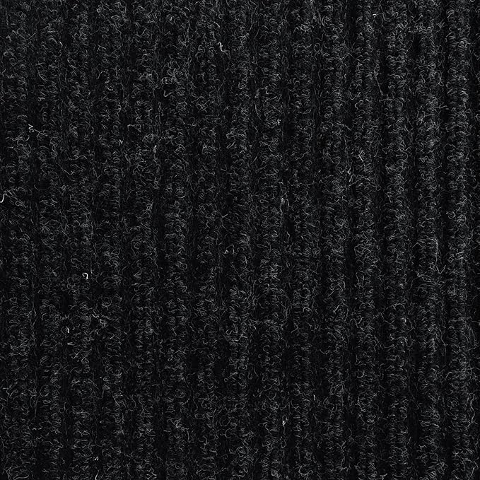 iCustomRug Spartan Weather Warrior Indoor/Outdoor Utility Ribbed Carpet Runner with Non-Slip Thermoplastic Rubber Backing, 3ft X 4ft Black