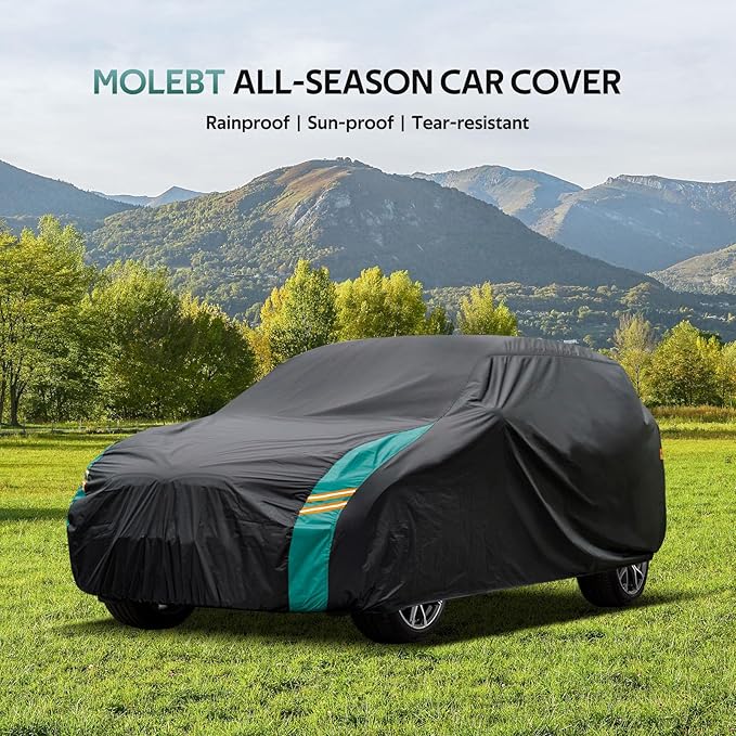 Jeep Wrangler Car Cover 4 Door Fits Sahara Rubicon Unlimited Sport JK JL. Jeep Wrangler Car Cover 4 DR for All Weather, Outdoor Waterproof, Windproof, UV-Resistant, Dustproof