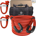 MiolleGear Heavy Duty Kinetic Recovery Tow Rope (Firecracker RED, 1-1/4"x30) (53000 lbs) with 2 Soft Shackle USA Spectra 9/16' x 10" (54000 lbs)