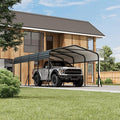 12' x 20' Heavy Duty Metal Carport with Galvanized Steel Roof, Metal Roof Carport with Enhanced Base, Tall Metal Carport Kits Garage for Tractors, Pickup, Boat, Car