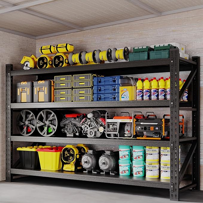 77" W Storage Shelves 9000lbs Garage Metal Shelving Heavy Duty Garage Shelves Adjustable Storage Shelves for Industrial, Factory,(77" W X 24" D X 70" H)