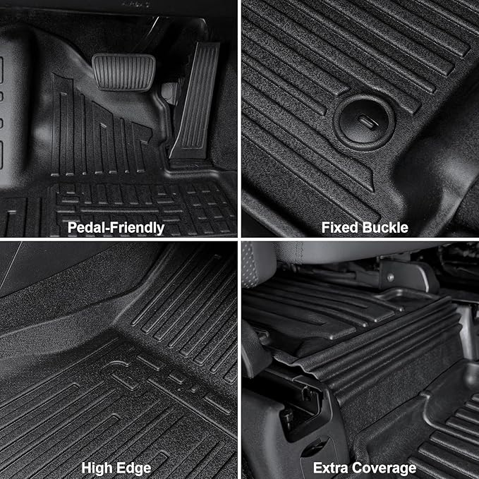 Floor Mats for 2024 2025 2026 Hyundai Santa Fe 6-Seat/7-Seat (Fit Hybrid and Fuel), All Weather TPE Floor Mat and 2-in-1 Cargo Mat with Backrest Mat for Santa Fe Accessories