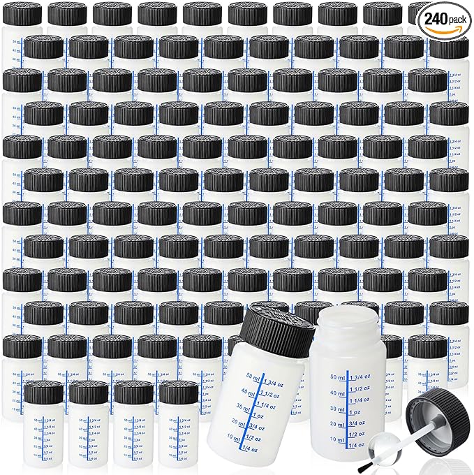 Mumufy 240 Pcs Touch up Paint Bottles with Brush and Lid Empty Touch up Bottle with Mixing Balls 2 oz Fluid Capacity Leftover Paint Container for Car Scratches Repair (Black,Blue)