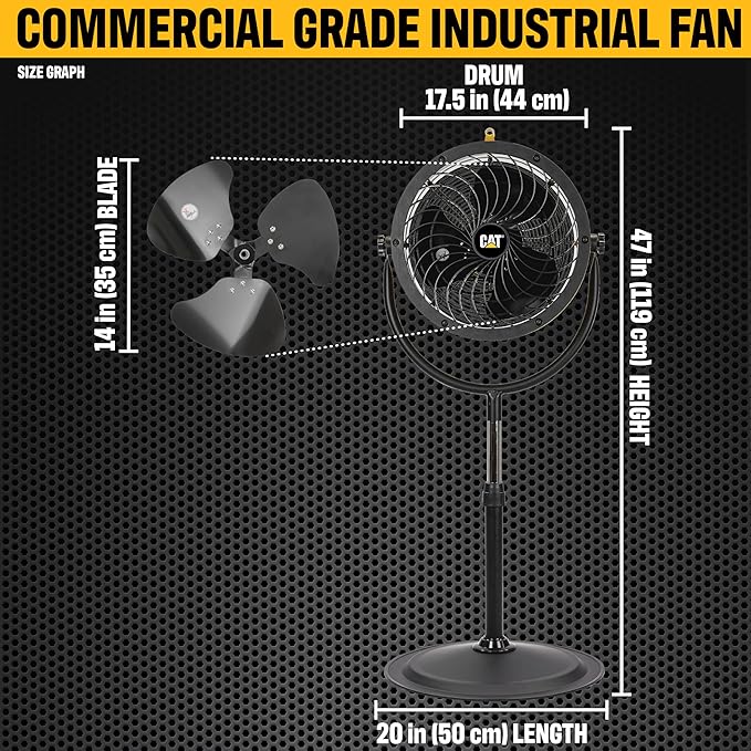 CAT Caterpillar® 14" HVPD-14AC HIGH VELOCITY PEDESTAL DRUM FAN, YELLOW