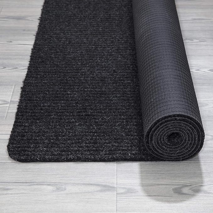 Ottomanson 5' x 6'6" Mud Mat Area Rug Scraper Carpet - Non-Slip, Dirt Trapping for Indoor & Outdoor Use - Ideal for Entryway, Garage, Kitchen, Patio & High-Traffic Areas, Black
