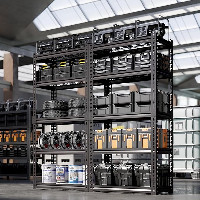 5 Tire Storage Shelving Heavy Duty Garage Shelves 2000LBS Load Bearing, Full Metal Shelving Units, Durable Construction, Adjustable Shelves, Easy Assembly, 28''W x 12''D x 60''H (60*28*12)