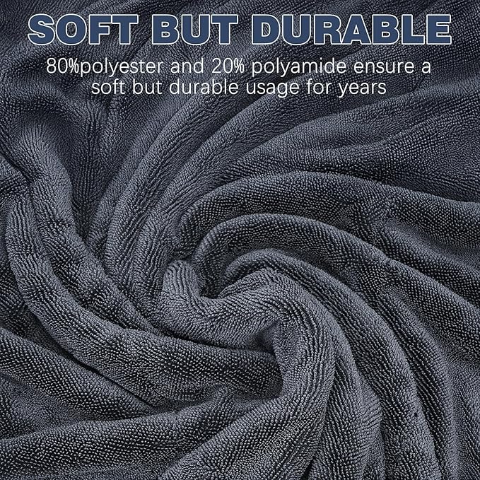 Microfiber Towels for Cars 2-Pack, 1300 GSM Ultra-Soft Microfiber, 35" x 27.5" & 19.7" x 11.8" Towels are Great for Car and Home Cleanups, No Streaks, Scratches Or Water Spots